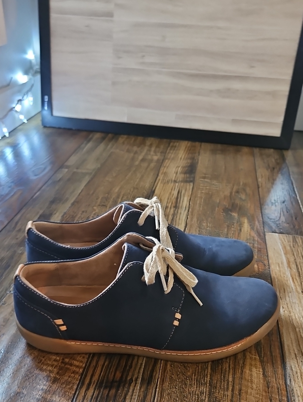 Clarks Unstructured Women's Casual Navy Blue Lace-Up Suede Comfortable LoafShoes